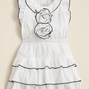 Crewcuts Ivory Ruffle Dress with Black Trim